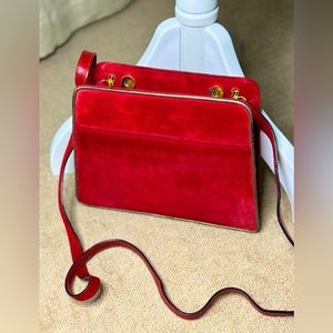 Salvatore Ferragamo red velvet purse